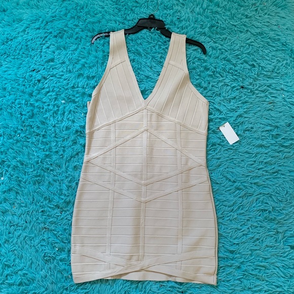VENUS Dresses & Skirts - Sexy Bodycon Tan Strappy Dress by Venus size XL